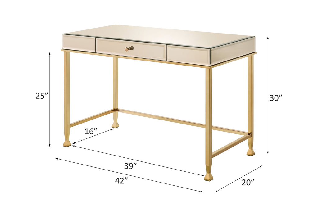 ACME Canine Smoky Mirrored and Champagne Writing Desk Model 92977