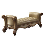 ACME Vendome Bone Synthetic Leather & Gold Patina Bench Model 96484