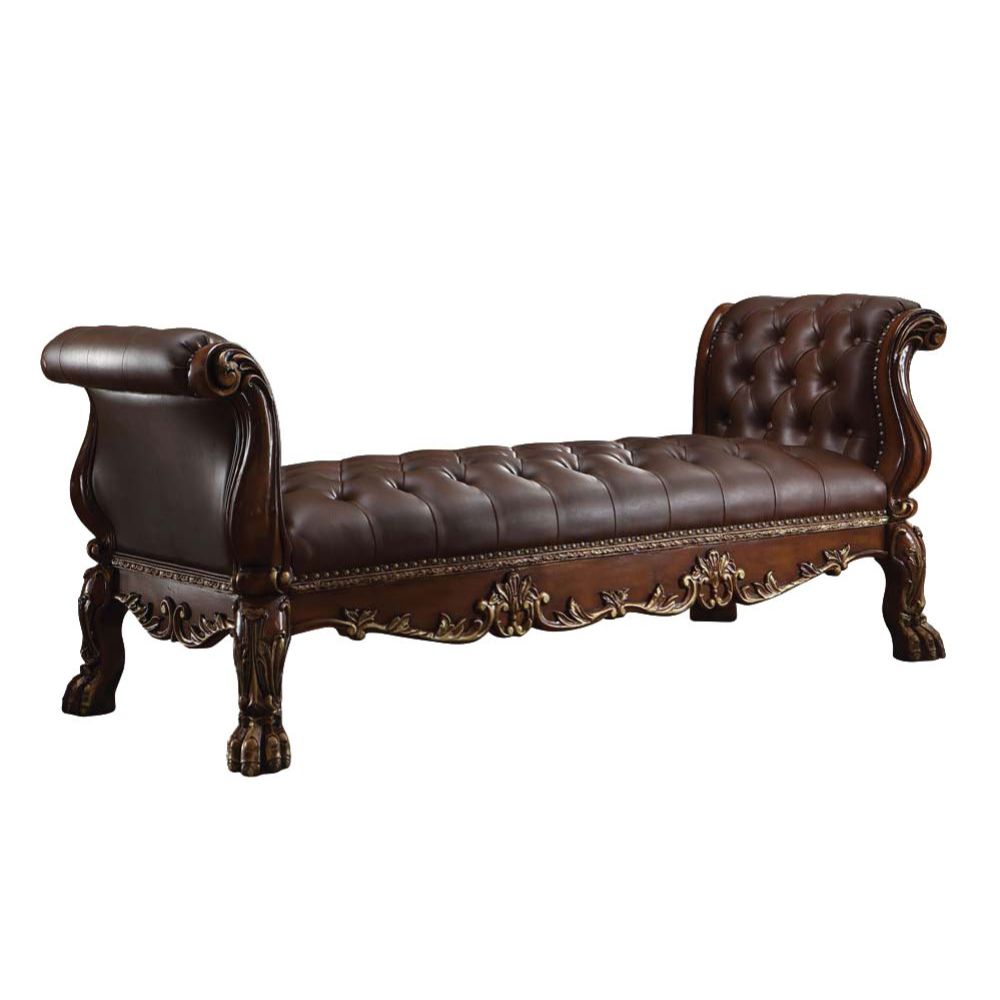 ACME Dresden Synthetic Leather & Cherry Oak Bench Model 96486