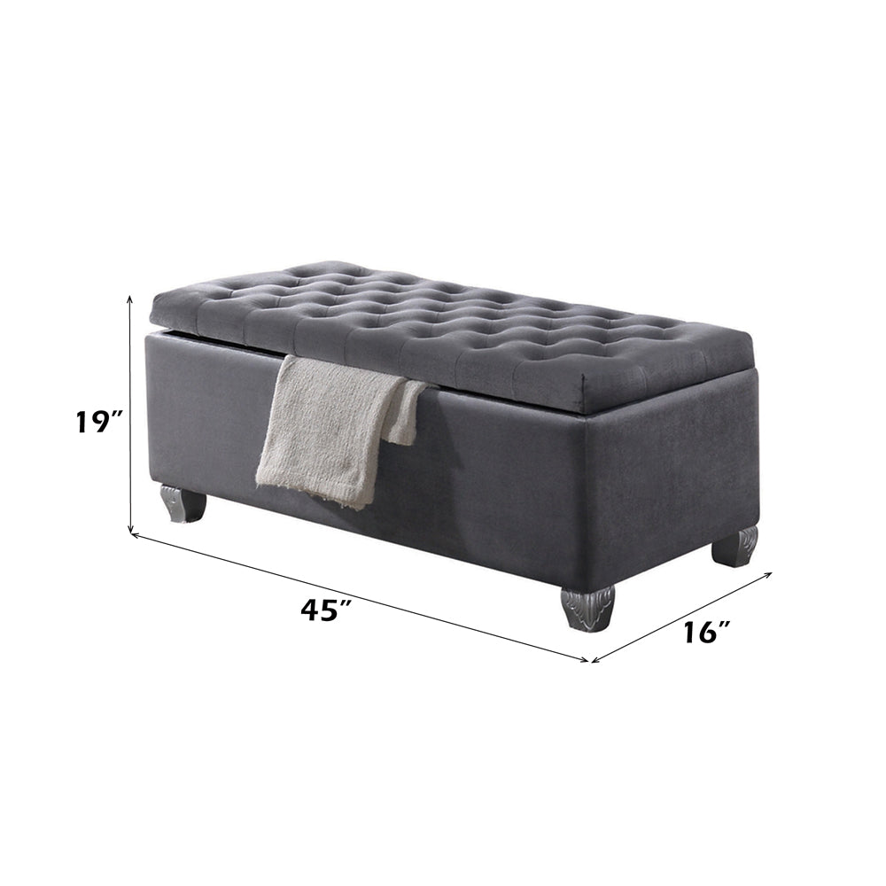 ACME Rebekah Gray Fabric Bench with Storage Model 96546