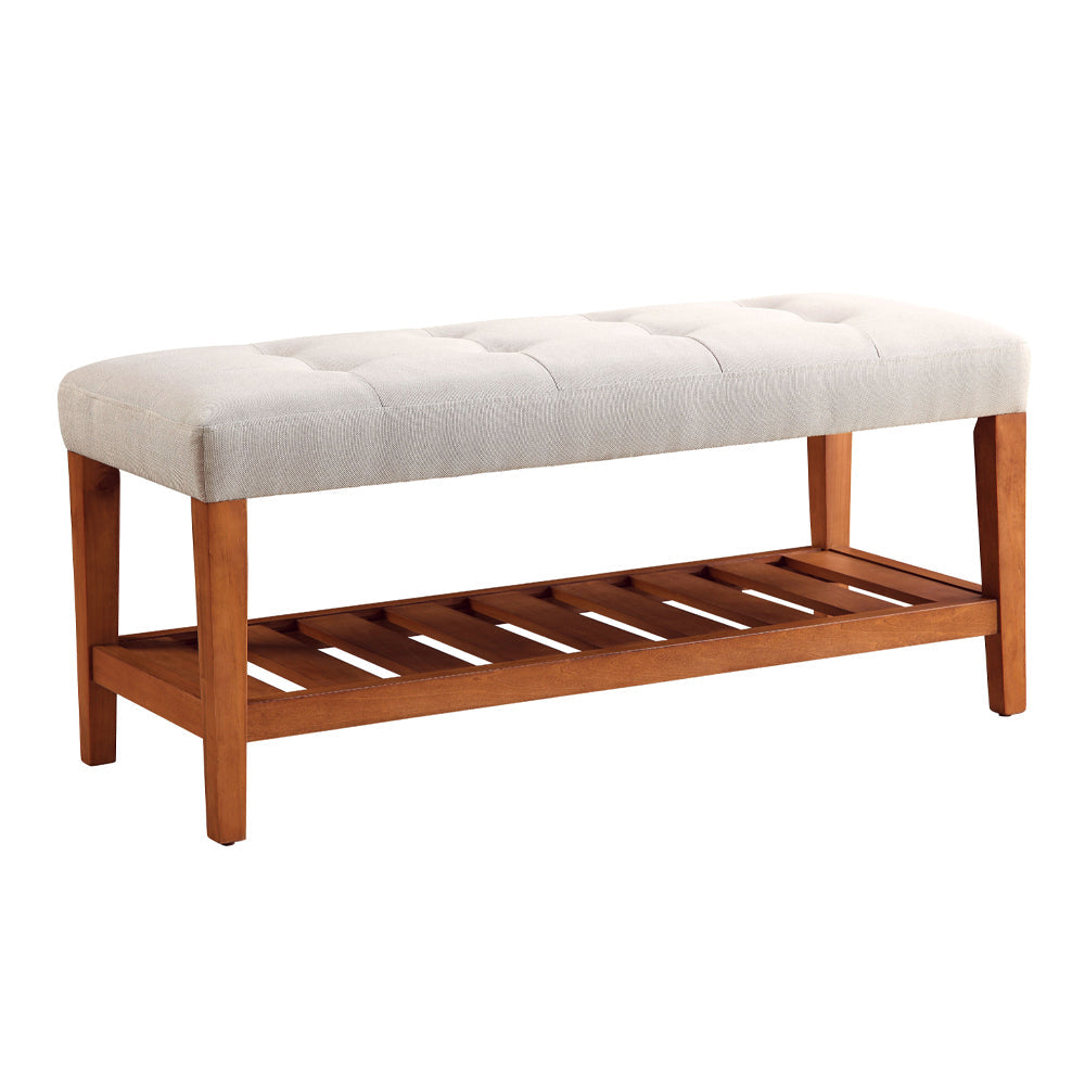 ACME Charla Light Gray & Oak Bench Model 96680