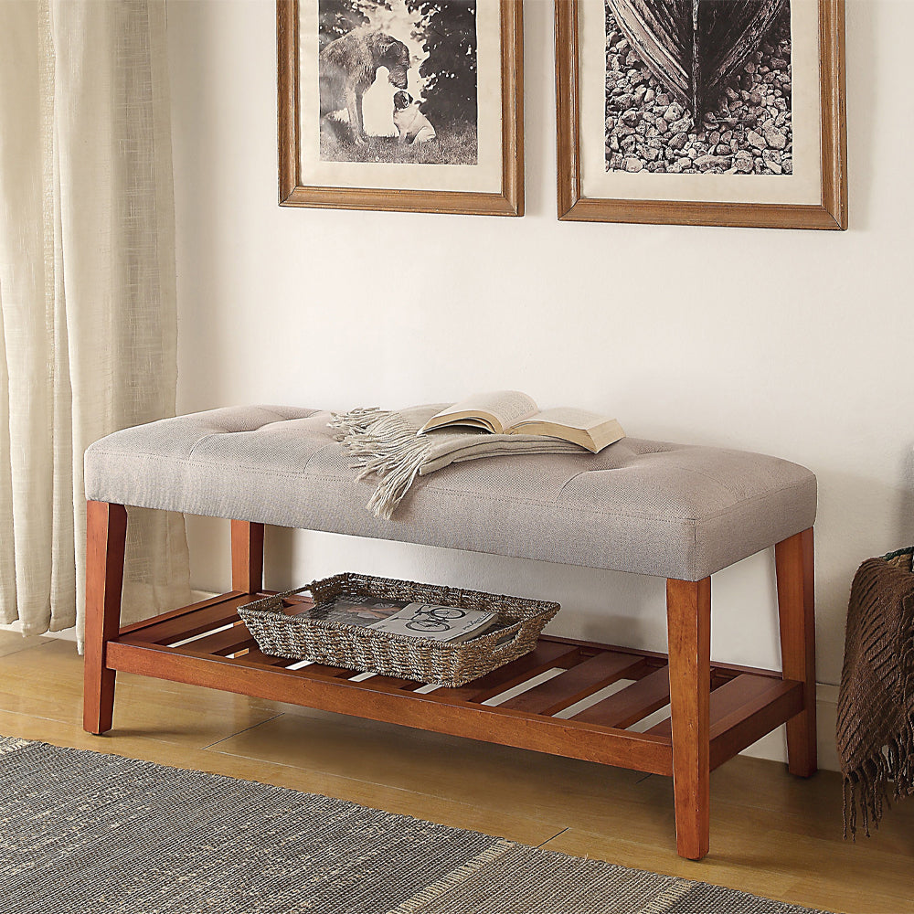 ACME Charla Light Gray & Oak Bench Model 96680