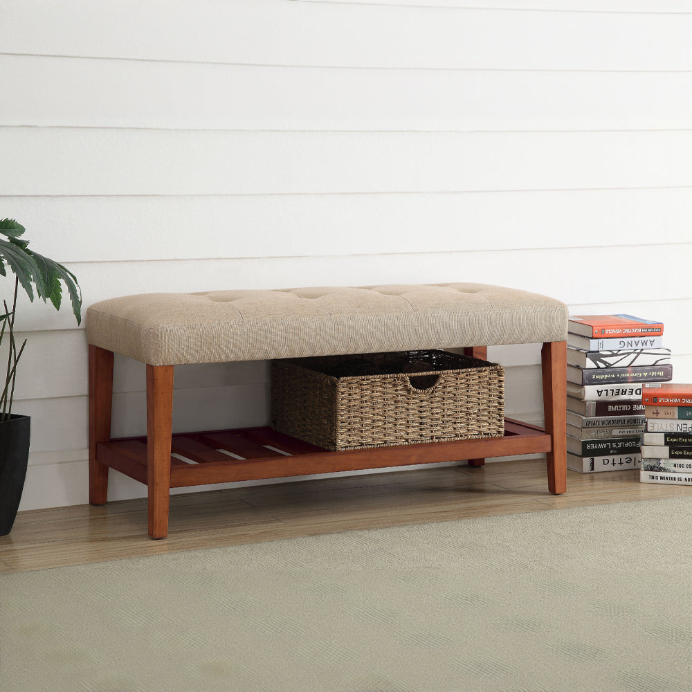 ACME Charla Beige & Oak Bench Model 96682