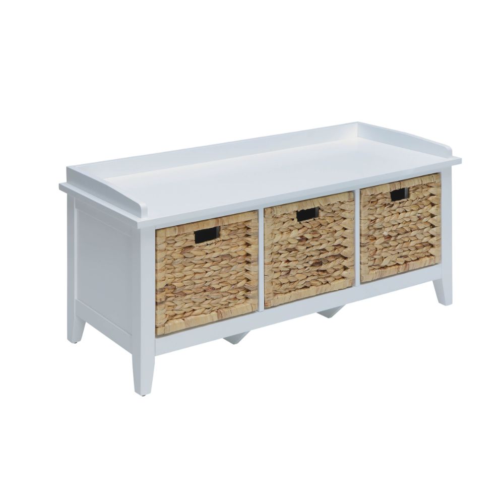 ACME Flavius White Bench with Storage Model 96759