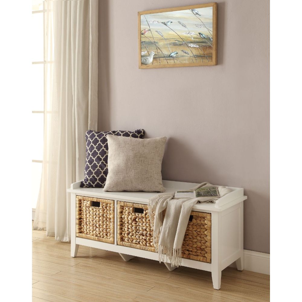 ACME Flavius White Bench with Storage Model 96759
