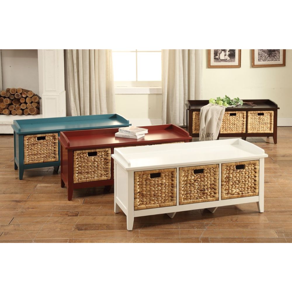 ACME Flavius White Bench with Storage Model 96759