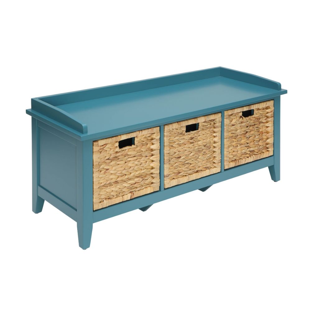 ACME Flavius Teal Bench with Storage Model 96761