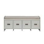 ACME Berci Beige Fabric & White Bench with Storage Model 96775