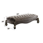 ACME Versailles Fabric & Antique Platinum Bench Model 96820