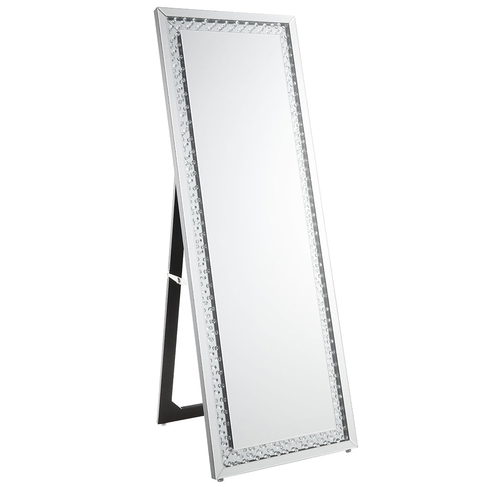 ACME Nysa Mirrored & Faux Crystals Floor Mirror Model 97025