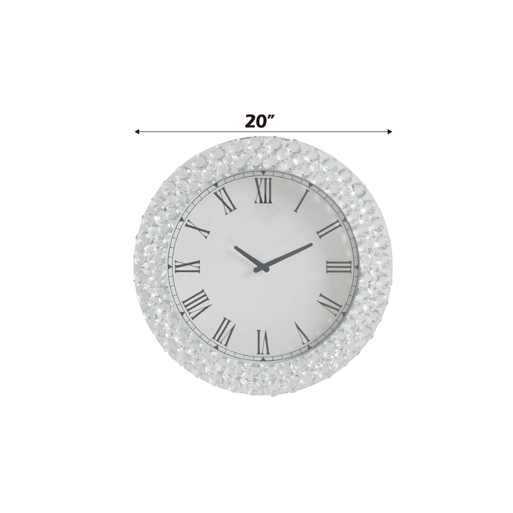 ACME Nysa Mirrored & Faux Crystals Wall Clock Model 97045