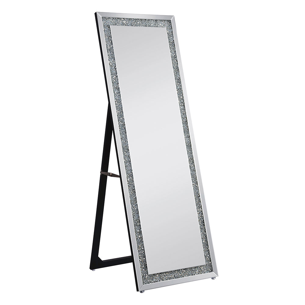 ACME Noralie Mirrored & Faux Diamonds Floor Mirror Model 97156