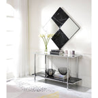 ACME Angwin Mirrored & Engineered Stone Top Accent Mirror Model 97565