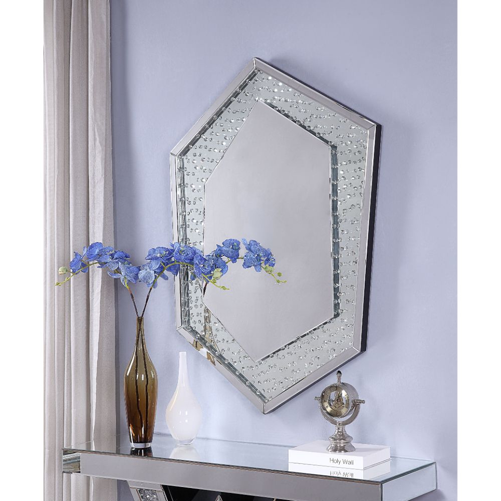 ACME Nysa Mirrored & Faux Crystals Accent Mirror Model 97570