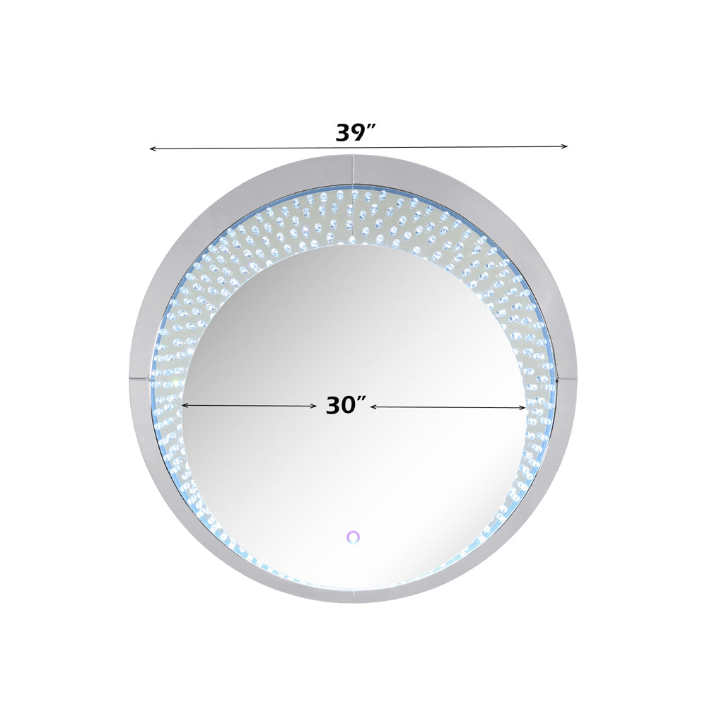 ACME Nysa Mirrored & Faux Crystals Accent Mirror with LED Model 97590