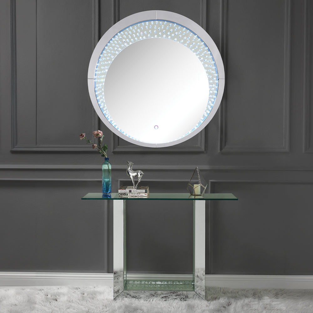 ACME Nysa Mirrored & Faux Crystals Accent Mirror with LED Model 97590
