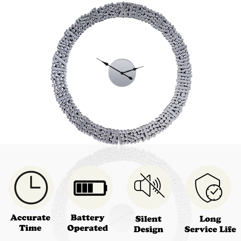 ACME Kachina Mirrored & Faux Gems Wall Clock Model 97611