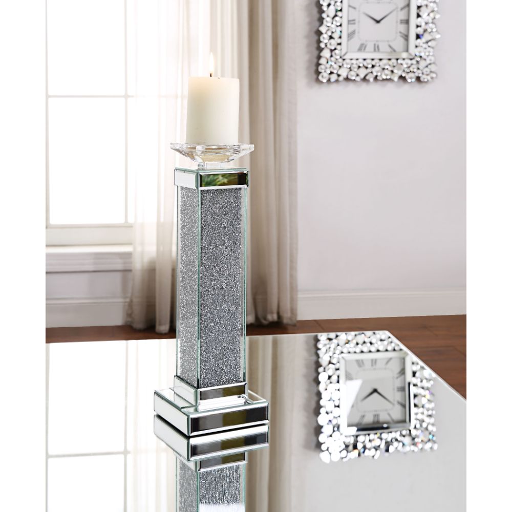 ACME Noralie Mirrored & Faux Diamonds Candle Holder (Set-2) Model 97616