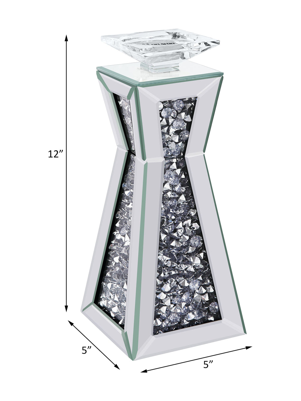 ACME Noralie Mirrored & Faux Diamonds Candle Holder (Set-2) Model 97618
