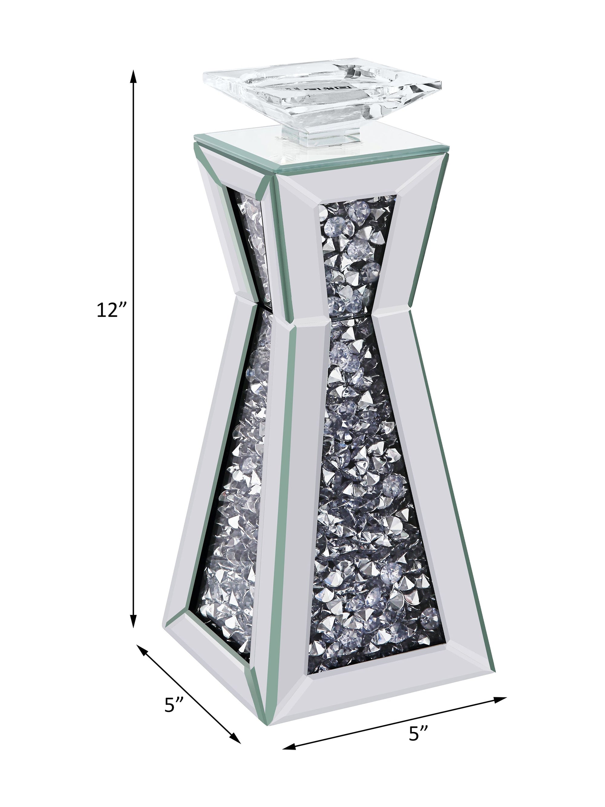 ACME Noralie Mirrored & Faux Diamonds Candle Holder (Set-2) Model 97618