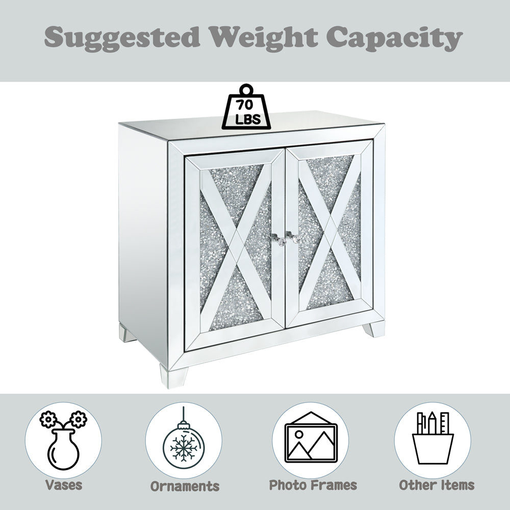 ACME Noralie Mirrored & Faux Diamonds Console Table Model 97646