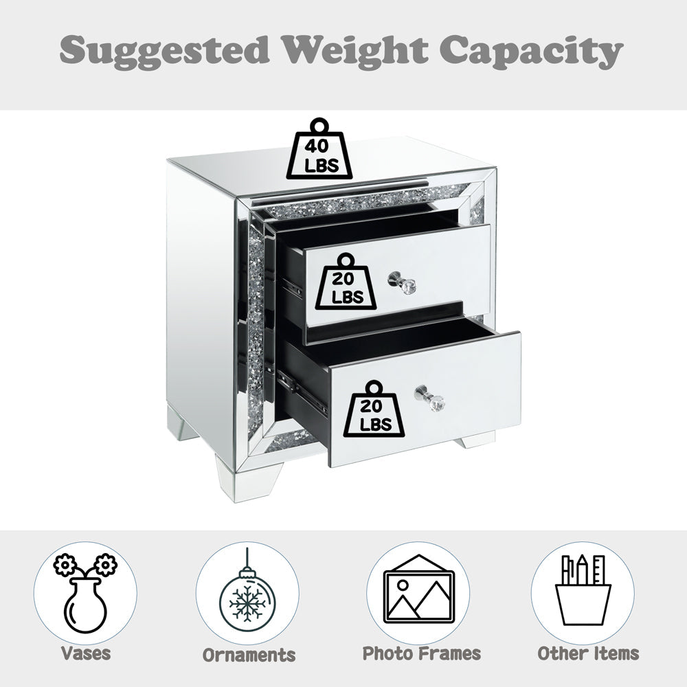 ACME Noralie Mirrored & Faux Diamonds Accent Table Model 97647