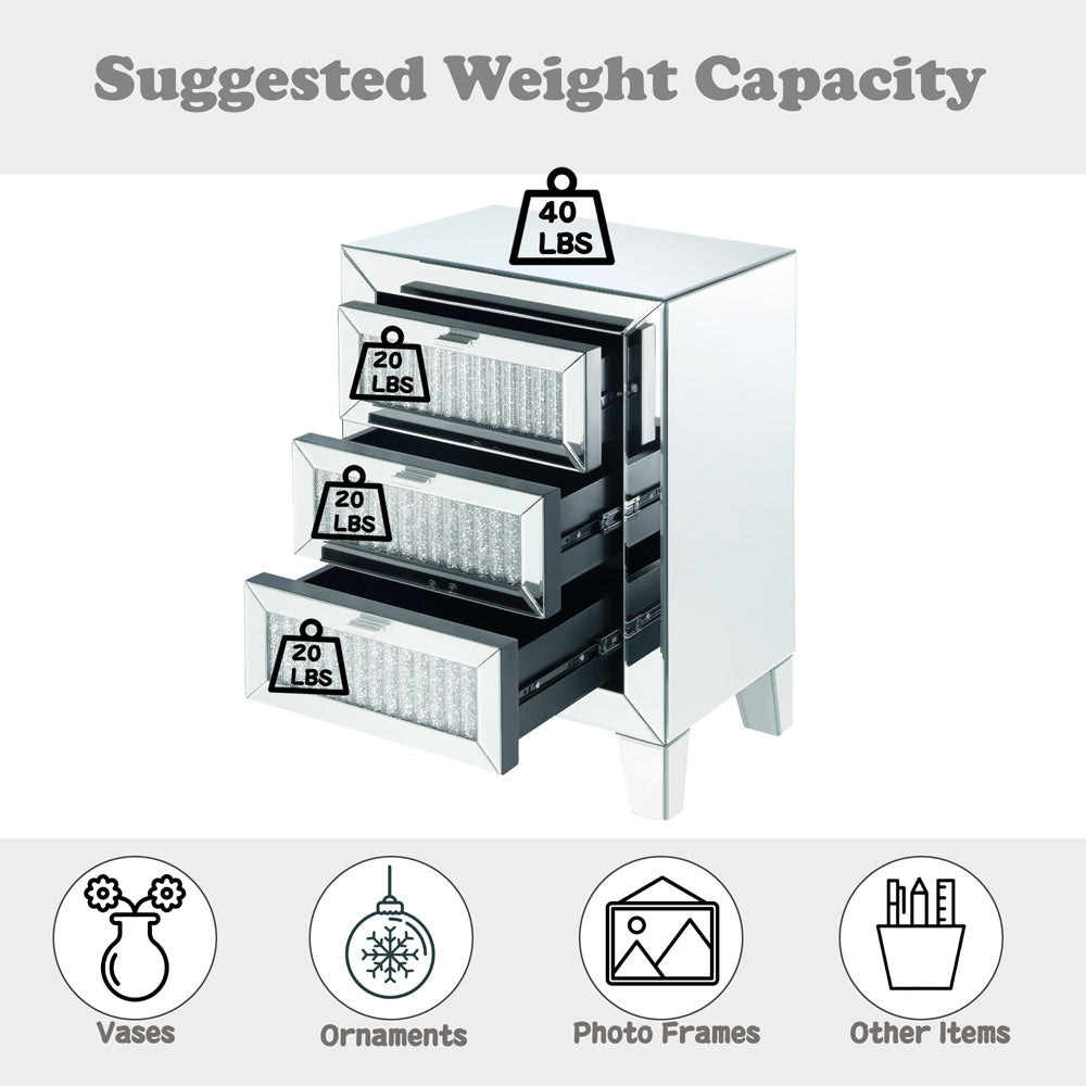 ACME Noralie Mirrored & Faux Diamonds Accent Table Model 97650