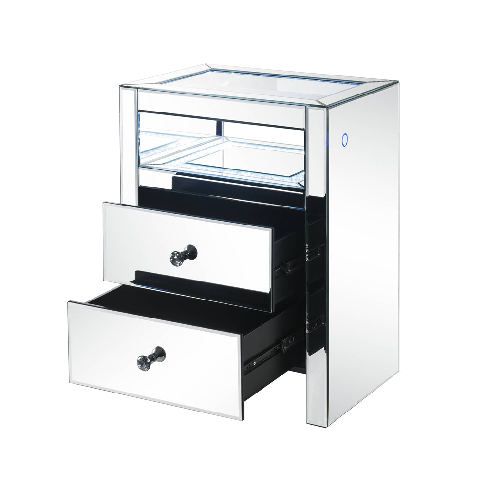 ACME Dominic Mirrored Accent Table with LED Model 97685