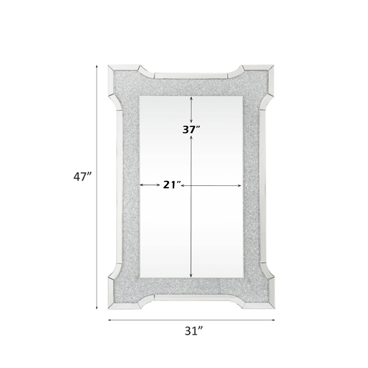 ACME Noralie Mirrored & Faux Diamonds Accent Mirror Model 97705