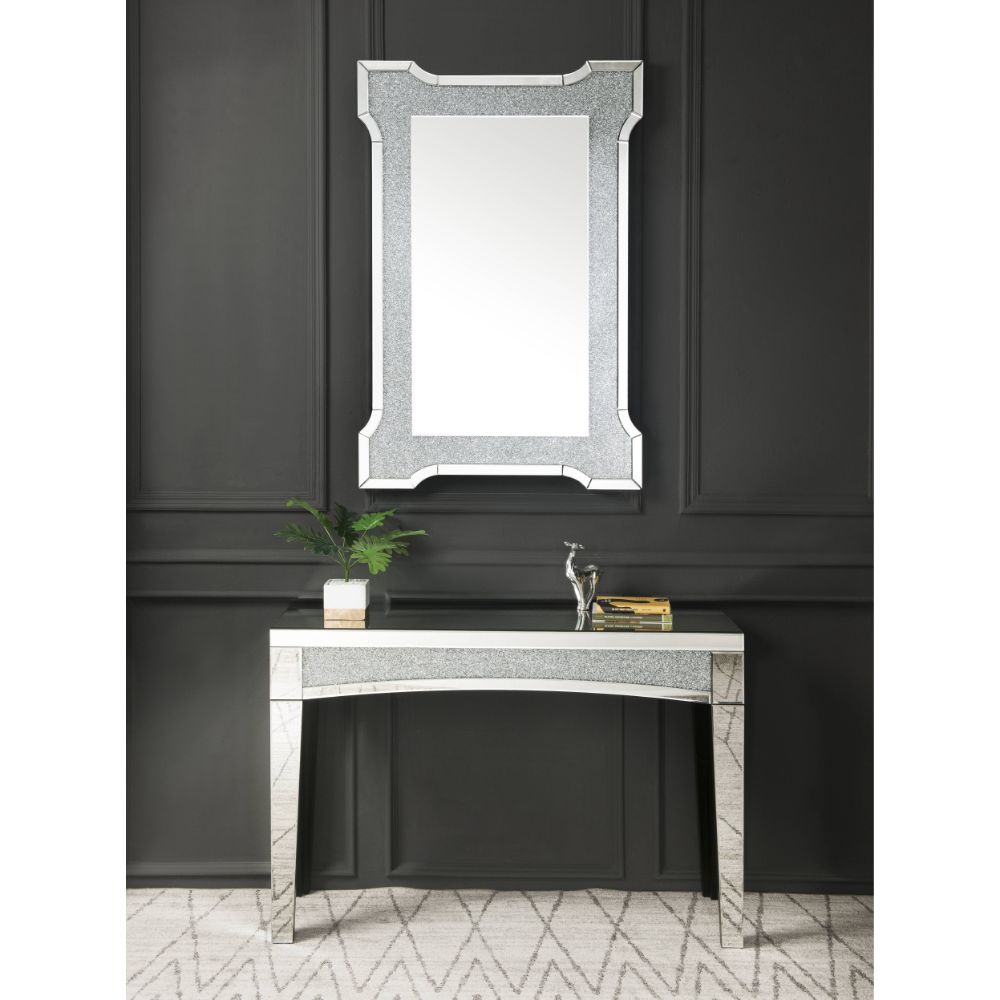 ACME Noralie Mirrored & Faux Diamonds Accent Mirror Model 97705
