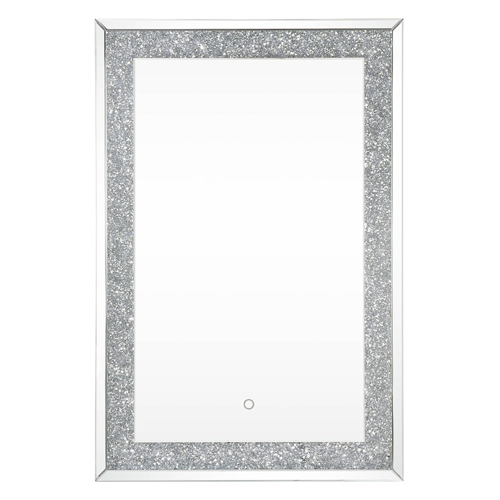 ACME Noralie Mirrored & Faux Diamonds Accent Mirror with LED Model 97706