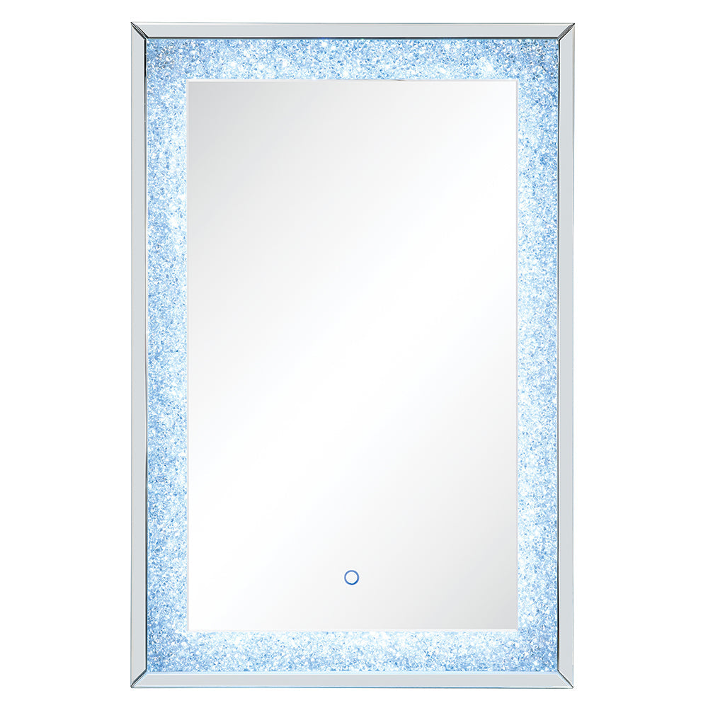 ACME Noralie Mirrored & Faux Diamonds Accent Mirror with LED Model 97706