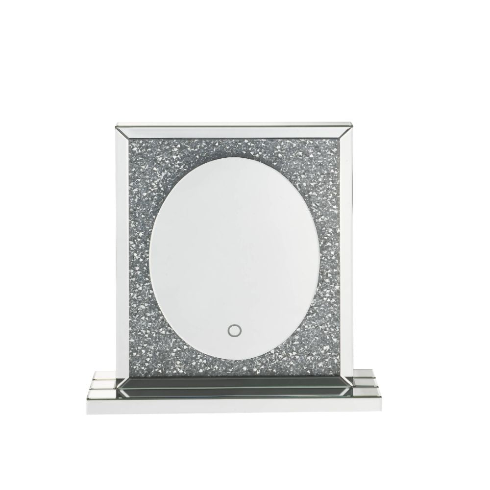 ACME Noralie Mirrored & Faux Diamonds Accent Mirror with LED Model 97707