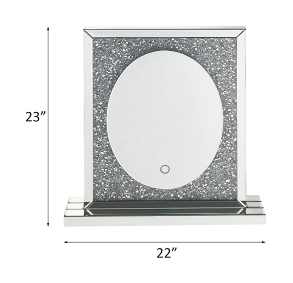 ACME Noralie Mirrored & Faux Diamonds Accent Mirror with LED Model 97707