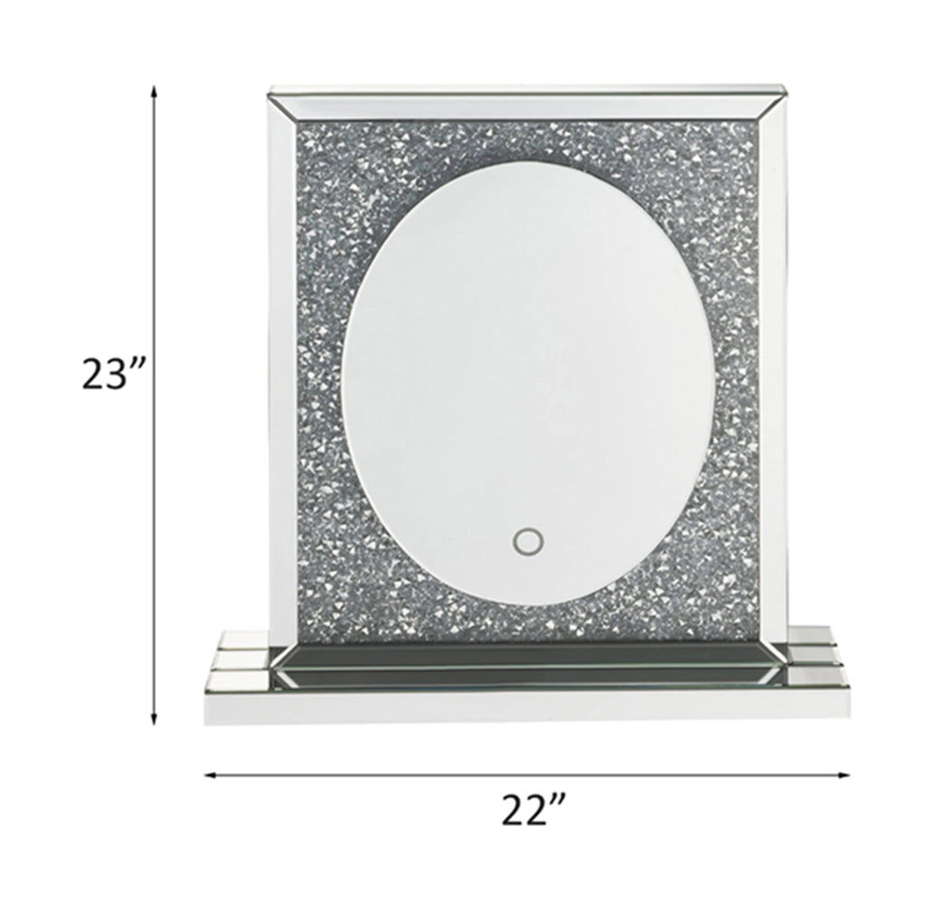 ACME Noralie Mirrored & Faux Diamonds Accent Mirror with LED Model 97707