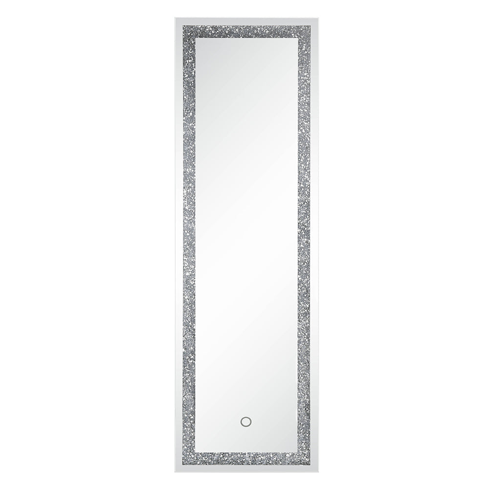 ACME Noralie Mirrored & Faux Diamonds Floor Mirror with LED Model 97713