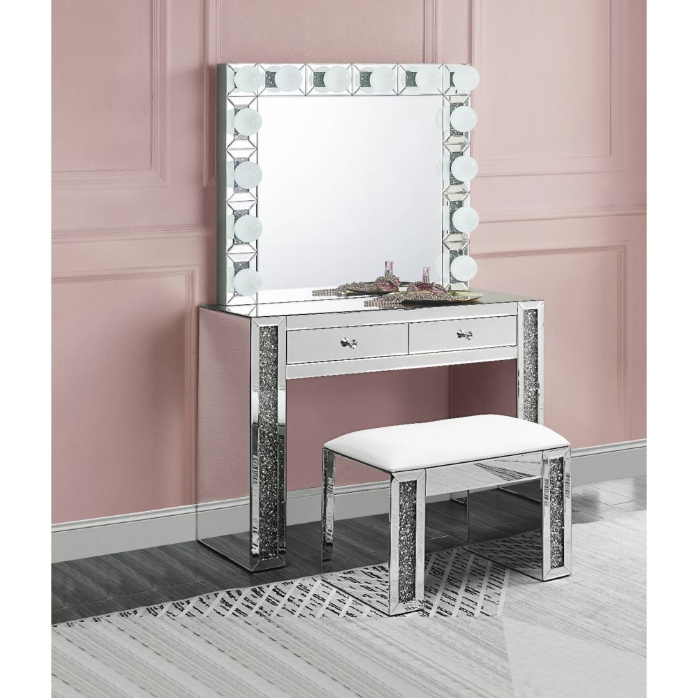 ACME Noralie Mirrored & Faux Diamonds Accent Mirror Model 97746