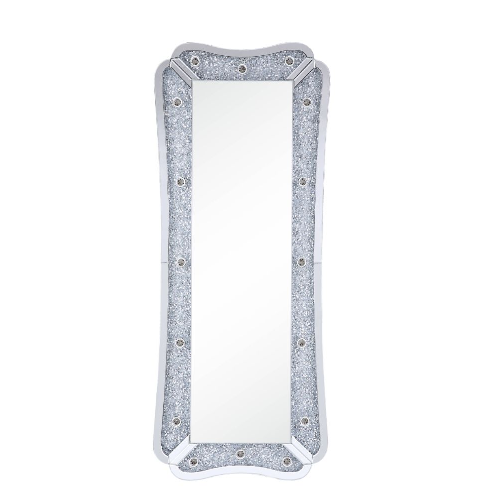 ACME Noralie Mirrored & Faux Diamonds Floor Mirror Model 97755