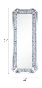 ACME Noralie Mirrored & Faux Diamonds Floor Mirror Model 97755
