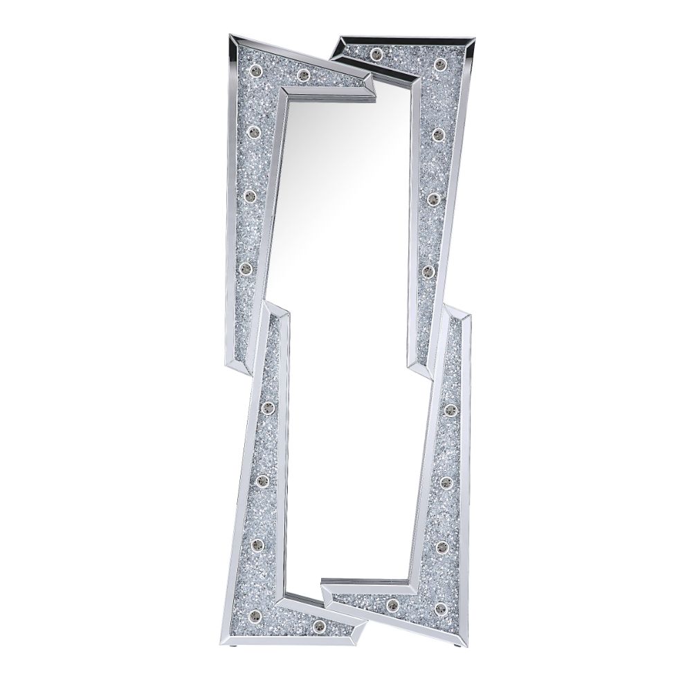 ACME Noralie Mirrored & Faux Diamonds Floor Mirror Model 97757