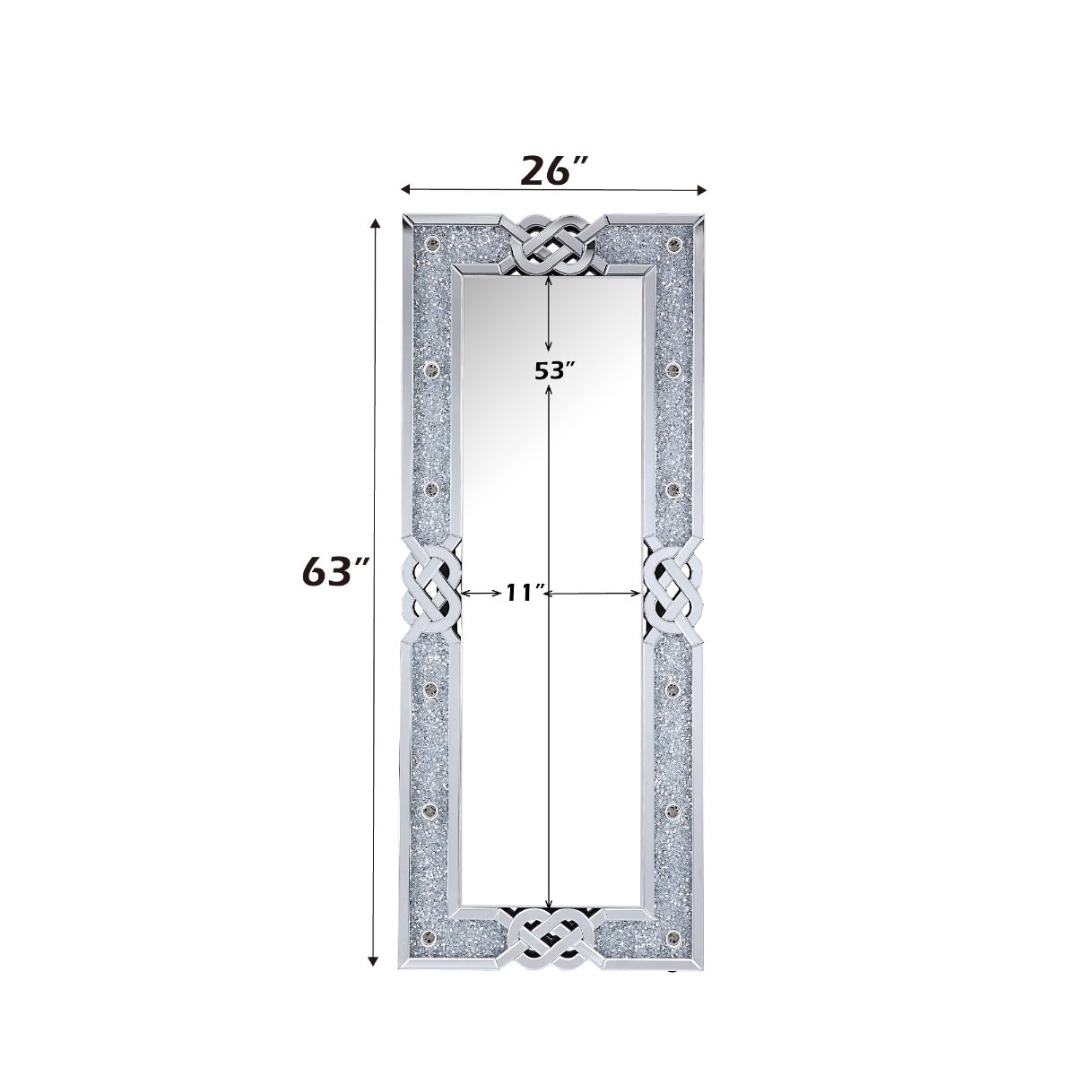 ACME Noralie Mirrored & Faux Diamonds Floor Mirror Model 97758