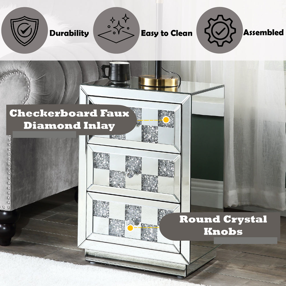 ACME Noralie Mirrored & Faux Diamonds Accent Table Model 97930