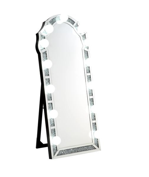 ACME Noralie Mirrored & Faux Diamonds Floor Mirror Model 97983