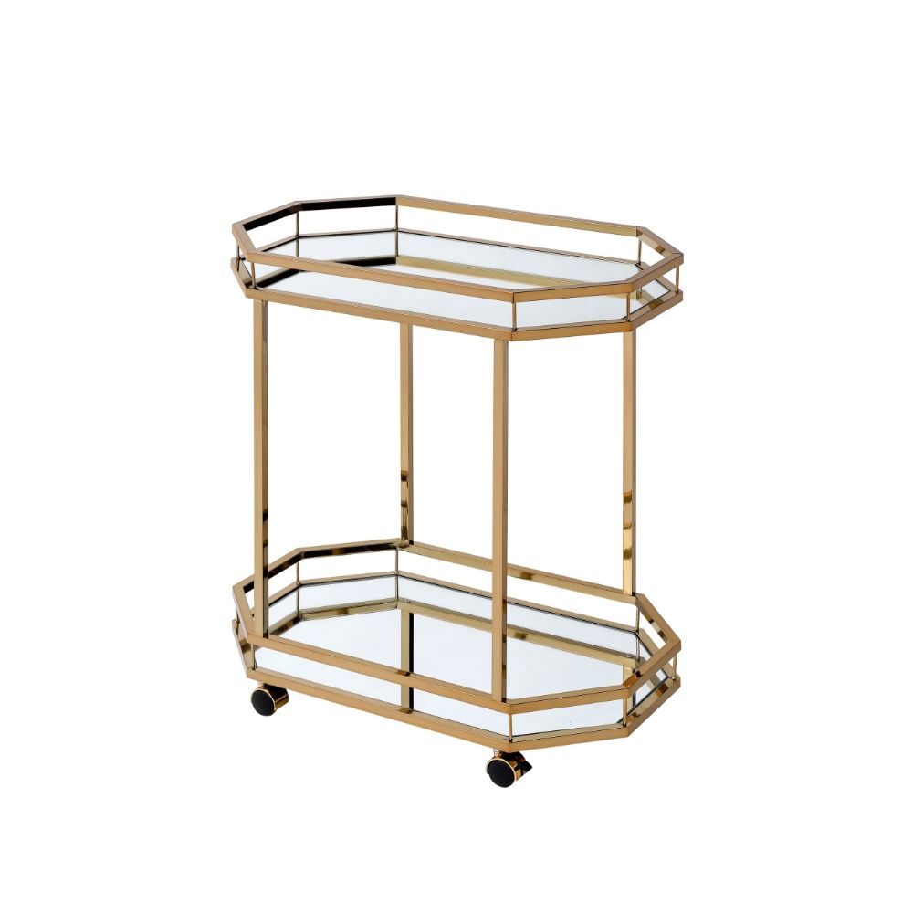 ACME Lacole Champagne & Mirror Serving Cart Model 98197