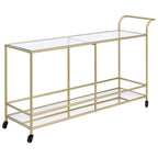 ACME Kenda Clear Glass Mirrored & Gold Serving Cart Model 98425