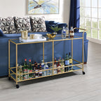 ACME Kenda Clear Glass Mirrored & Gold Serving Cart Model 98425