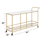 ACME Kenda Clear Glass Mirrored & Gold Serving Cart Model 98425