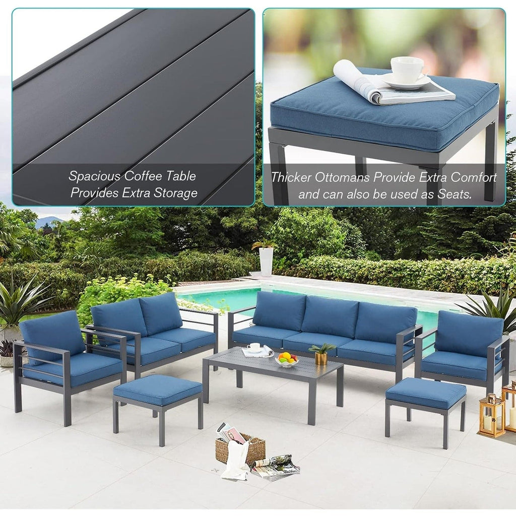 Ensemble de mobilier de patio en aluminium AECOJOY 7 pièces, ensemble de conversation d'extérieur
