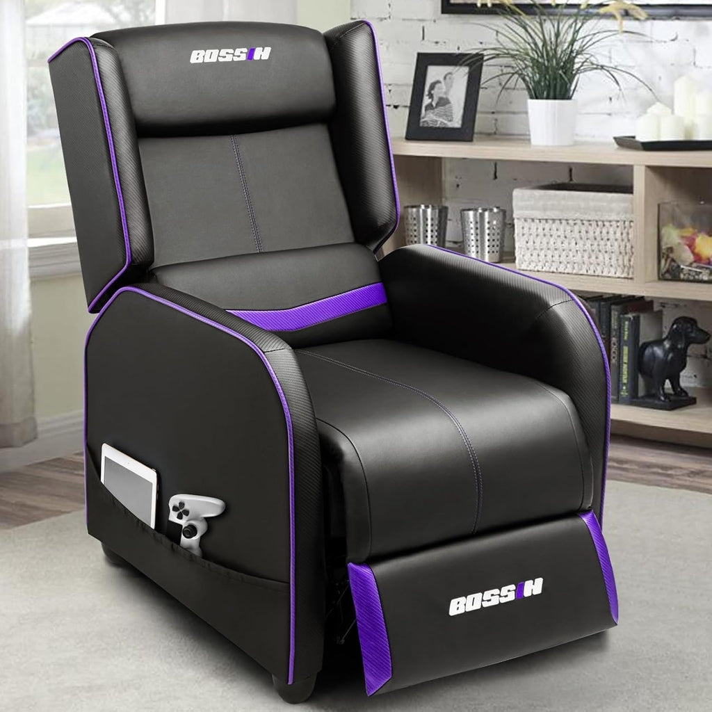 Fauteuil inclinable ergonomique BOSSIN en cuir PU pour le jeu, une place, pour le salon