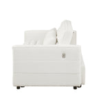 Canapé-lit convertible deux places en tissu bouclé beige 55,12 avec dossier réglable et 2 coussins lombaires pour salon